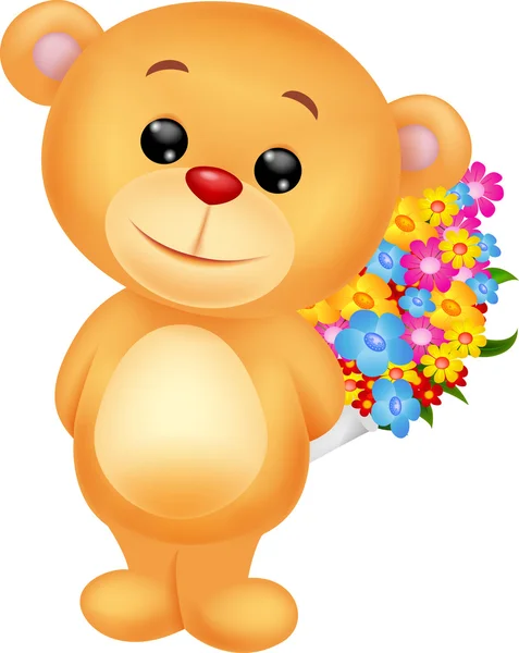 Urso com flores — Vetor de Stock