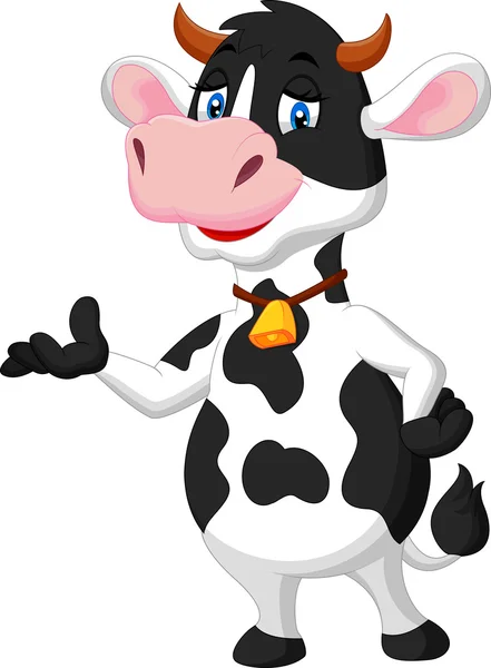 Desenhos animados de vaca bonito apresentando — Vetor de Stock