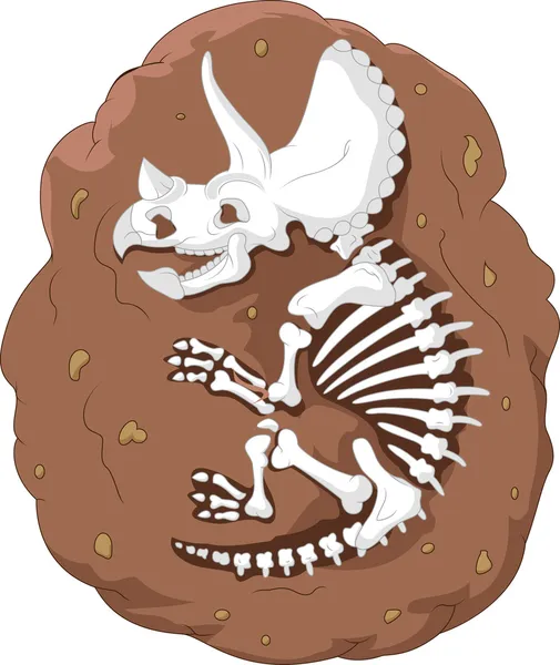 Cartoon triceratops fossile — Vettoriale Stock