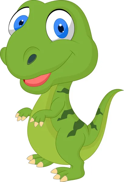 Cute cartoon green dinosaur — Stock Vector