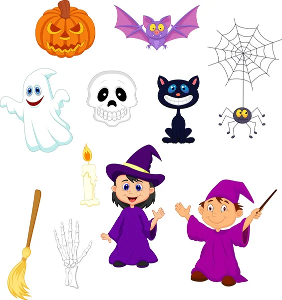 Halloween Clipart Set Cute Cartoon Characters Children Pumpkins Other
