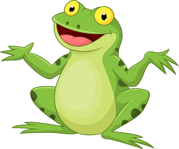 Funny cartoon green frog — Stock Vector