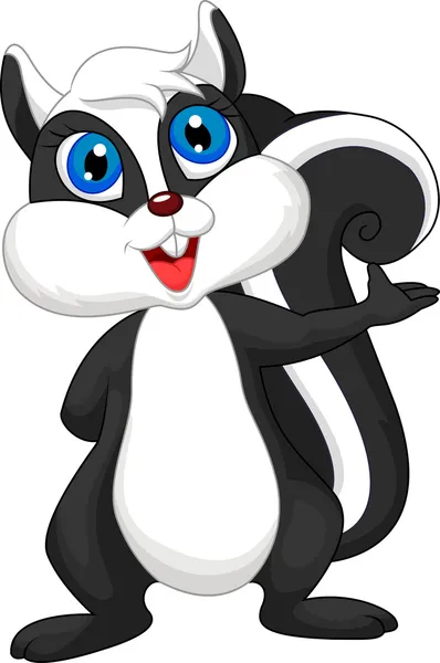 Lindo skunk de dibujos animados ondeando — Vector de stock