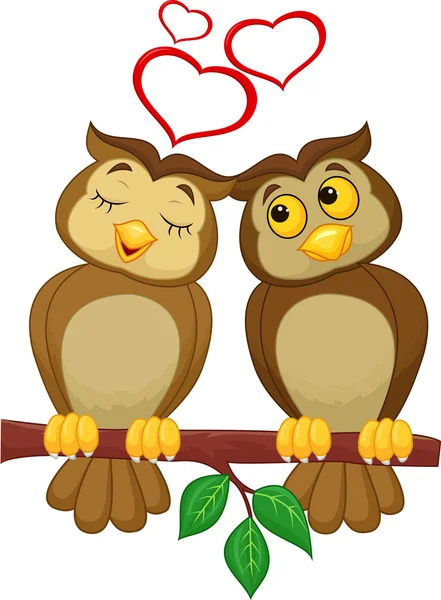 Cute couple cartoon owl in love — Stock Vector