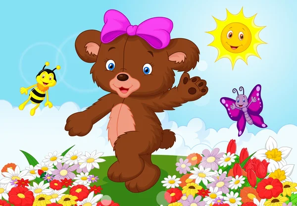 Happy bear cartoon — Stockvector