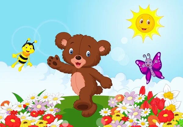 Gelukkig baby bear cartoon — Stockvector