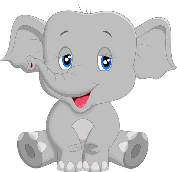 Schattig baby olifant cartoon — Stockvector