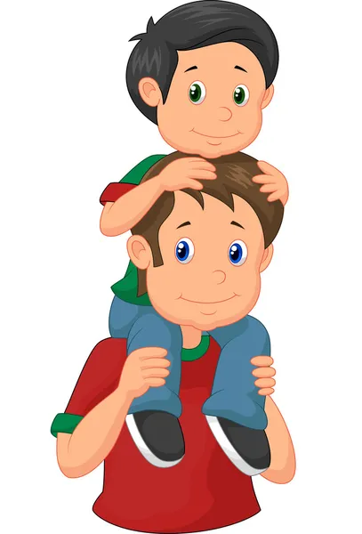 Fadern gav sonen piggyback ride — Stock vektor