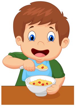 Çocuk kahvaltıda tahıl geçiriyor