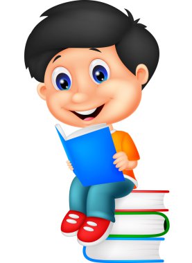 Çocuk kitap okuyor.