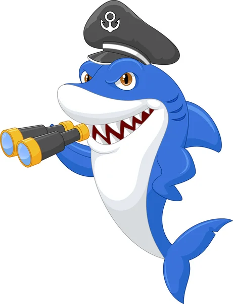 Shark holding binocular — Stock Vector