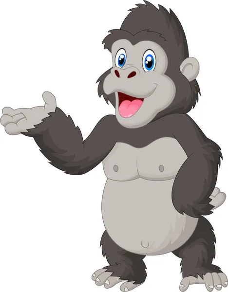 Desenhos animados Gorila apresentando — Vetor de Stock