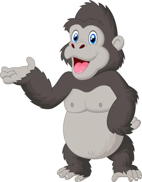 Gorilla cartoon presenteren — Stockvector