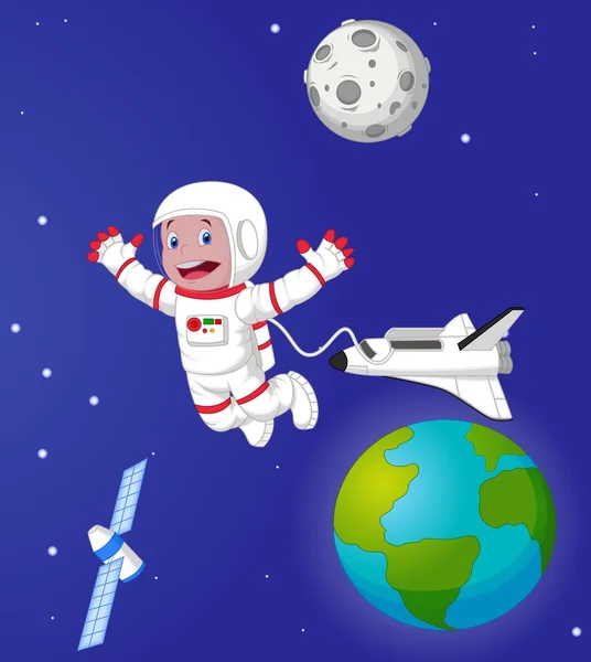 El astronauta en el espacio exterior — Vector de stock