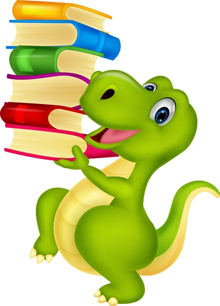 Dinosaur with books — Stock Vector