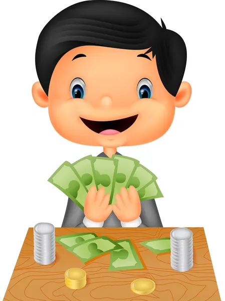 Boy counting the money — Stock Vector