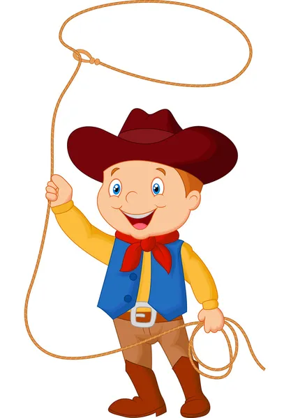 Cowboy-Kind wirbelt Lasso — Stockvektor