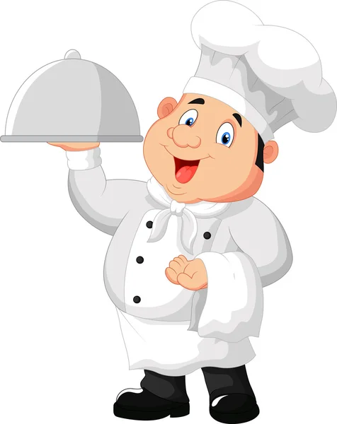 Chef holding a food platter — Stock Vector