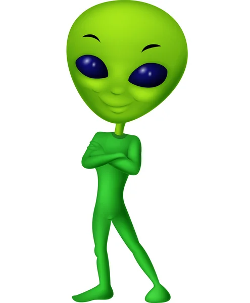 Cute green alien cartoon — Stock Vector