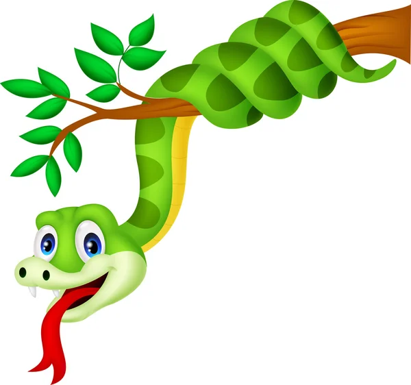 Zelený had na větvi — Stockový vektor