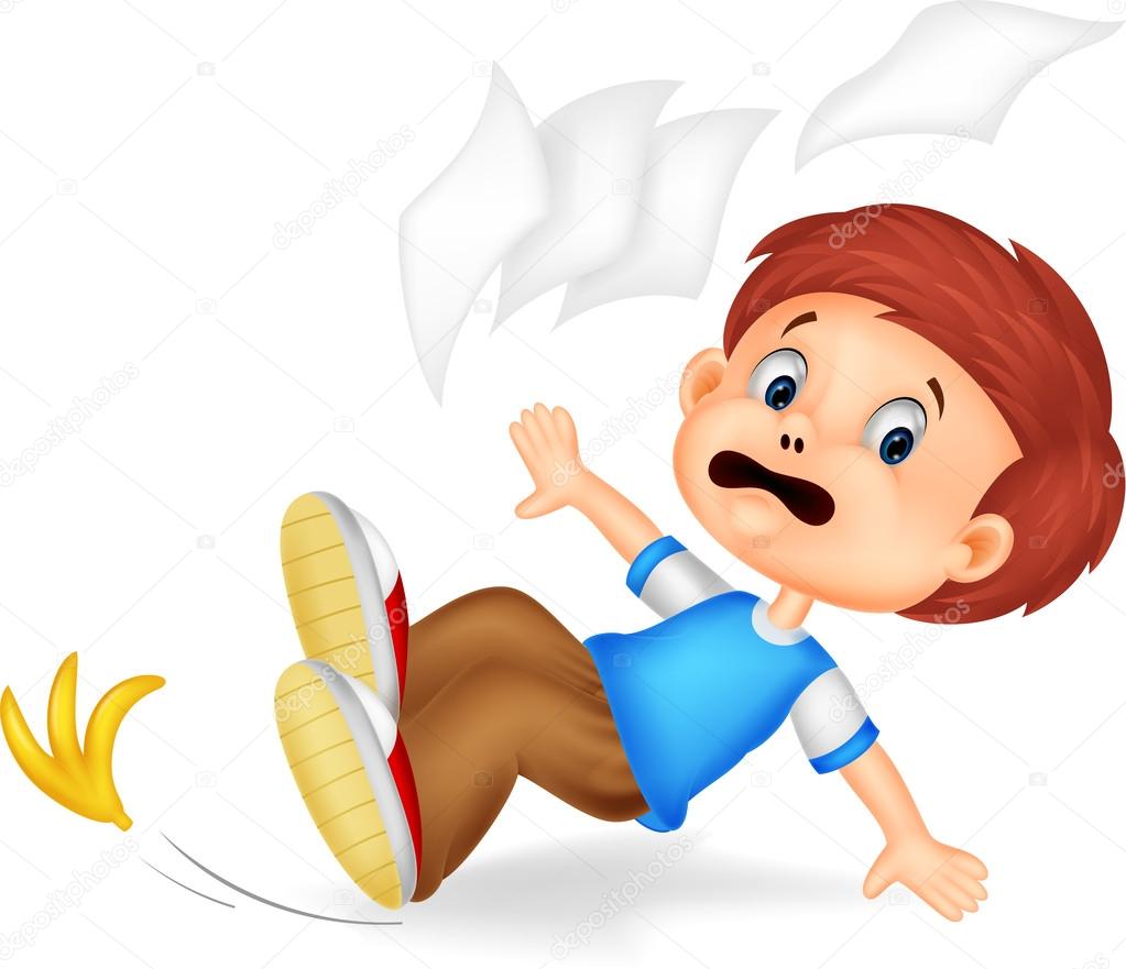 Cartoon boy fall down