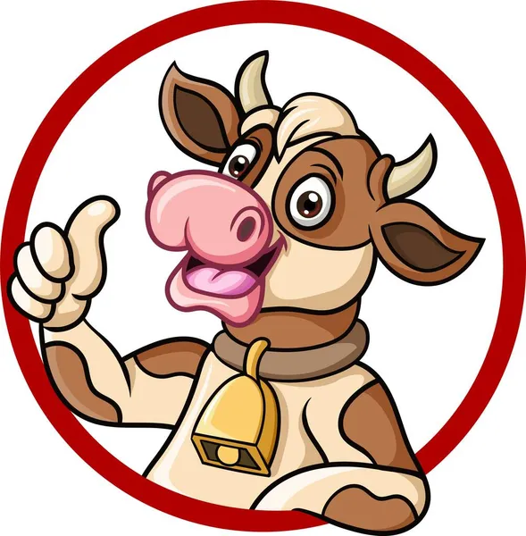 Wektor Ilustracji Cartoon Szczęśliwy Krowy Dając Kciuka Górę — Wektor stockowy