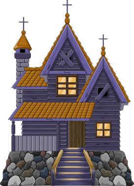 Beyaz arkaplanda izole edilmiş Perili Ev 'in vektör illüstrasyonu