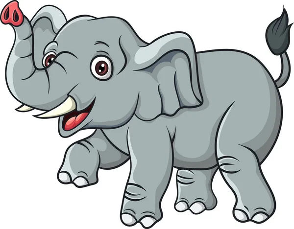 Vektor Illustration Tecknad Elefant Isolerad Vit Bakgrund — Stock vektor