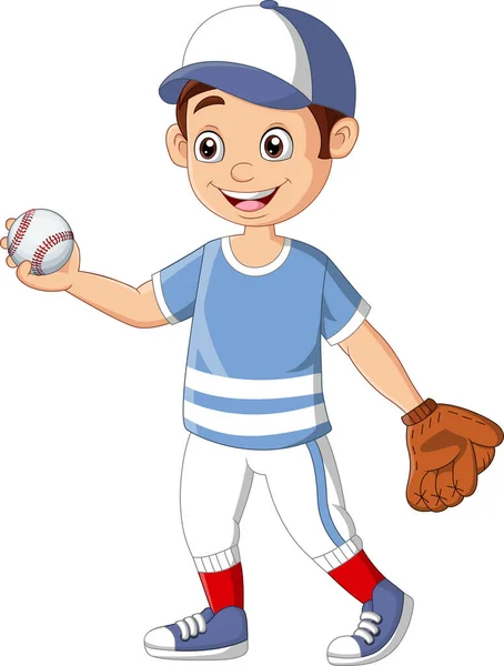 Ilustración Vectorial Del Niño Dibujos Animados Jugando Béisbol — Archivo Imágenes Vectoriales