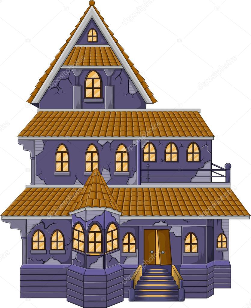 Vector illustration of Haunted house building isolated on white background