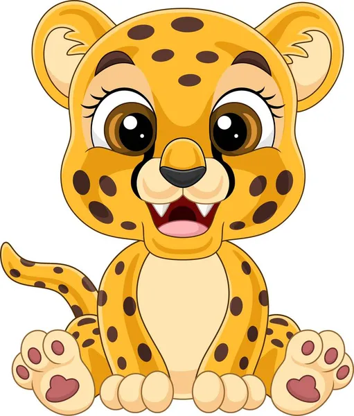 Illustrazione Vettoriale Cartoon Cute Baby Leopardo Seduta — Vettoriale Stock