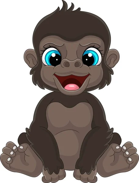 Vector Illustration Cartoon Cute Baby Gorilla Sitting — Stock Vector