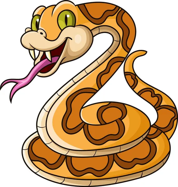 Vector Illustration Cartoon Brown Snake White Background — Stock Vector