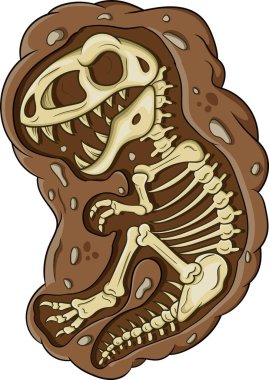 Karikatür dinozor fosilinin vektör çizimi