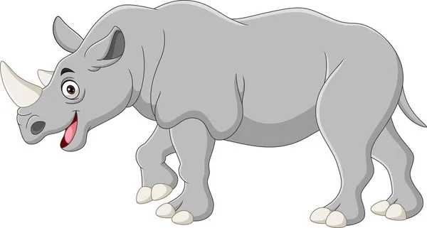 Ilustração Vetorial Rinoceronte Dos Desenhos Animados Sobre Fundo Branco — Vetor de Stock