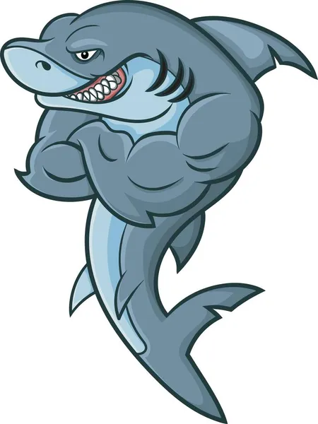 Illustration Vectorielle Mascotte Requin Colère Cartoon Sur Fond Blanc — Image vectorielle