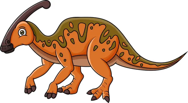 Ilustrasi Vektor Dari Parasaurolophus Kartun Diisolasi Pada Latar Belakang Putih - Stok Vektor