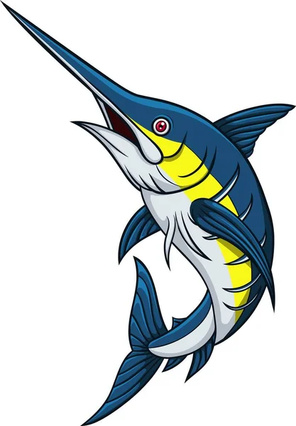Vector Illustration Cartoon Marlin Fish Isolated White Background — Stock Vector