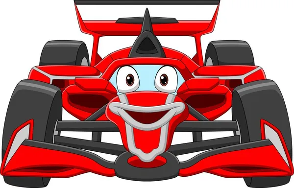 卡通微笑公式赛车吉祥物的矢量图解 — 图库矢量图片