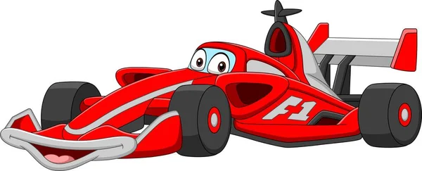 Vector Illustration Cartoon Smiling Formula Racing Car Mascot — Stock Vector