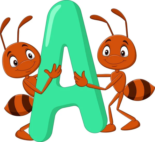 Vector Illustration Alphabet Ant Cartoon — Stock Vector
