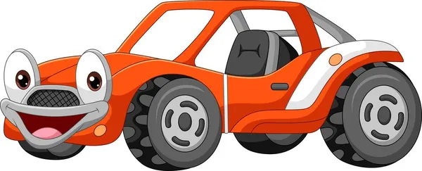 Vector Illustration Cartoon Smiling Orange Buggy Car Mascot — Stock Vector