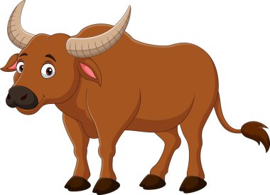 Vektör çizim karikatür beyaz arka plan üzerinde izole Buffalo