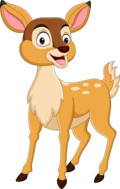 Beyaz arka planda izole edilmiş şirin küçük geyik çizgi filminin vektör çizimi