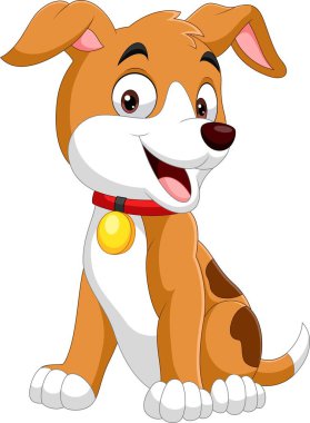 Çizgi filmin vektör çizimi. Komik küçük köpek oturuyor.