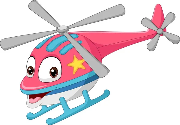 Ilustração Vetorial Desenho Animado Sorrindo Personagem Mascote Helicóptero — Vetor de Stock