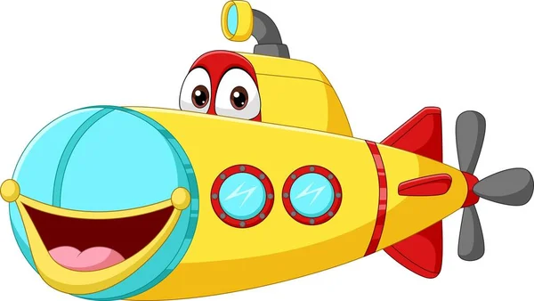 Vektor Illustration Von Cartoon Lächelnden Gelben Boot Charakter — Stockvektor