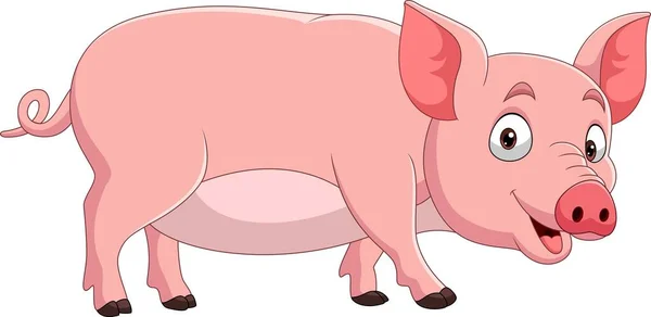 Vektor Illustration Von Cartoon Lustiges Schwein Auf Weißem Hintergrund — Stockvektor