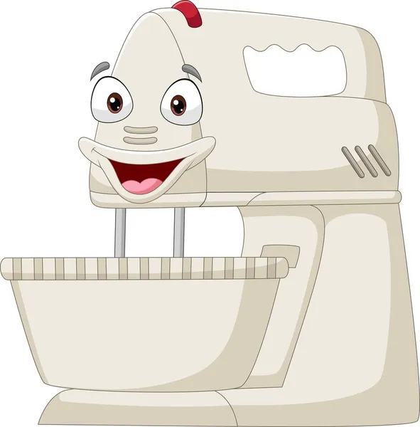 Vector Illustration Cartoon Smiling Mixer Flour Machine Character — Stock Vector