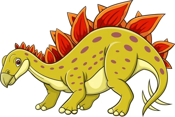 Vector Illustration Cartoon Stegosaurus White Background — Stock Vector